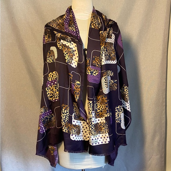 Vintage Chavelle Scarf Purple and Animal print - Picture 2 of 6